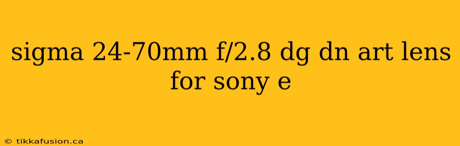 sigma 24-70mm f/2.8 dg dn art lens for sony e